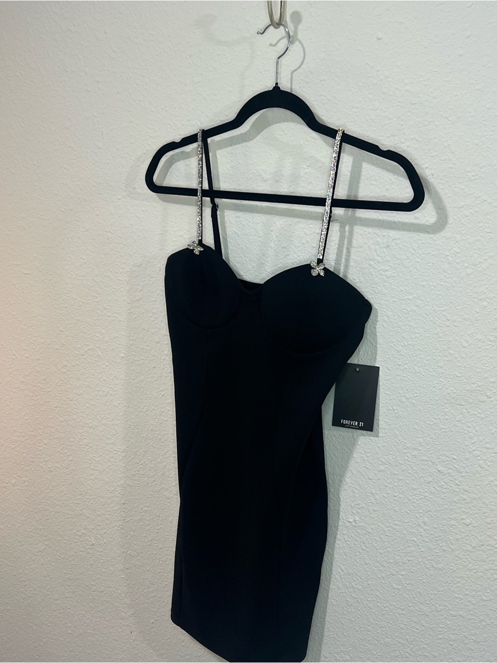 Forever 21 Black Rhinestone-Strap Mini Dress